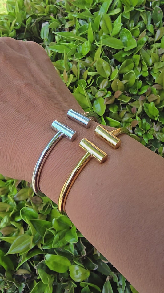Stainless Steel Gold Hinge Cuff Bracelet