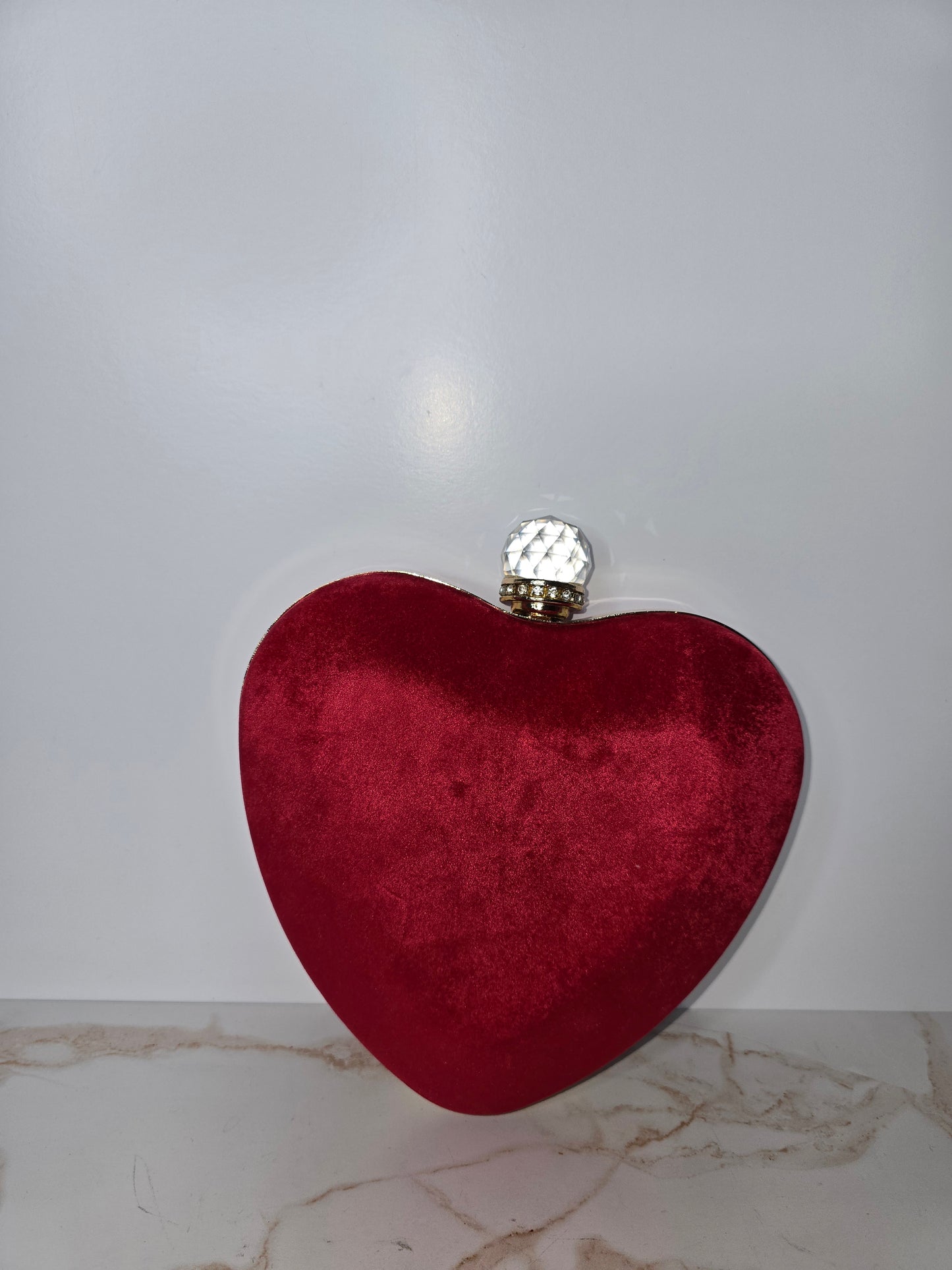 Heart Shaped Velvet Purse With Chain & Handle