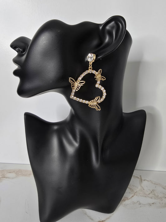Butterfly Heart Earring Gold