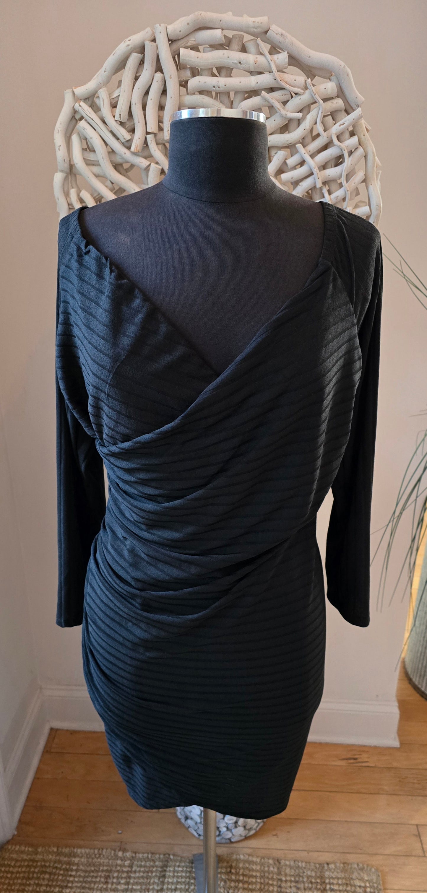 Iris Black Faux Wrap Dress Sz 3X