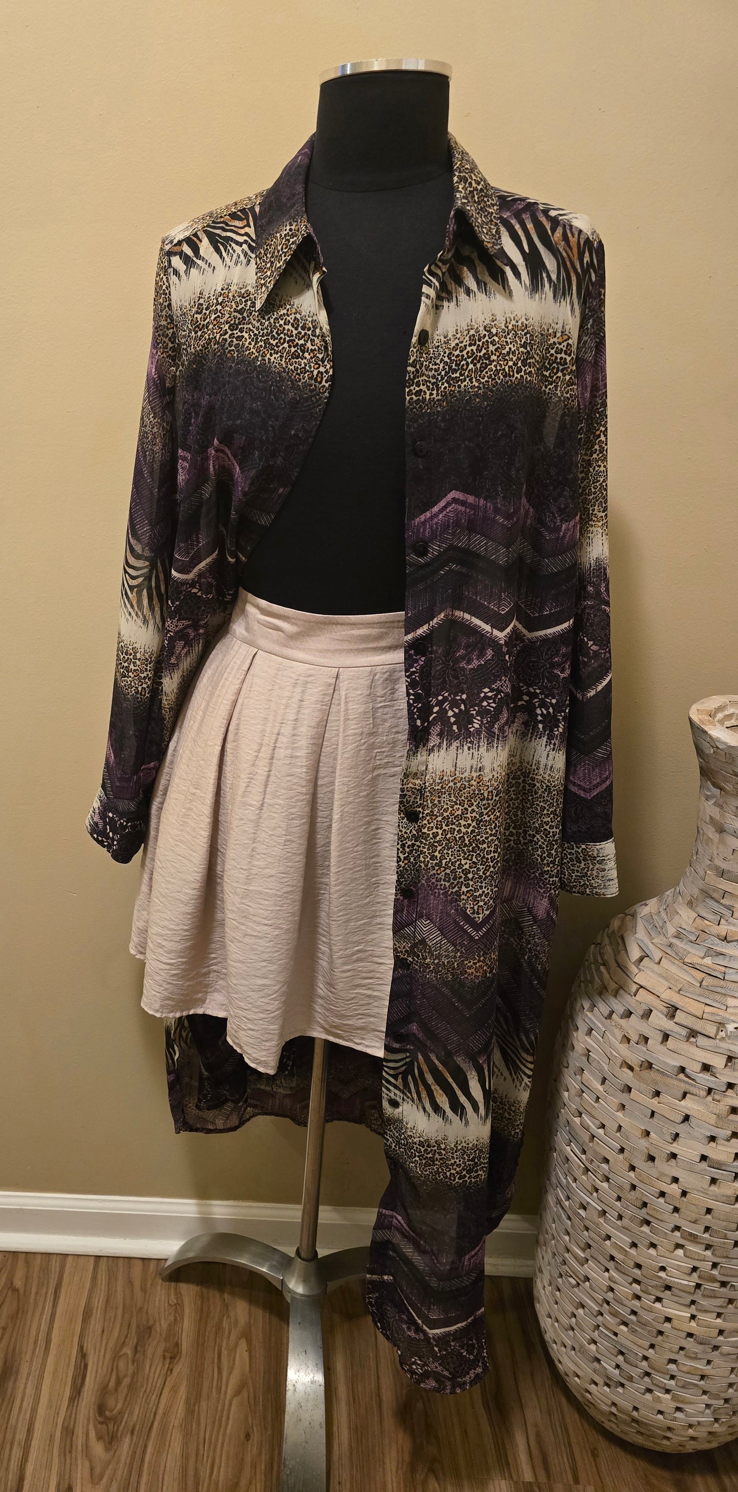 Purple Animal Print Duster Sz M