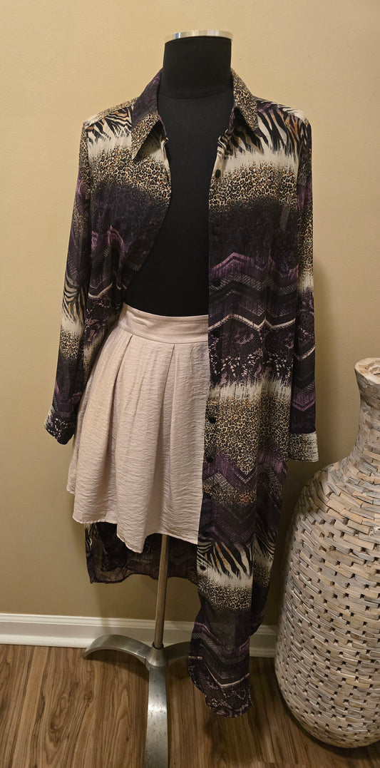 Purple Animal Print Duster Sz M