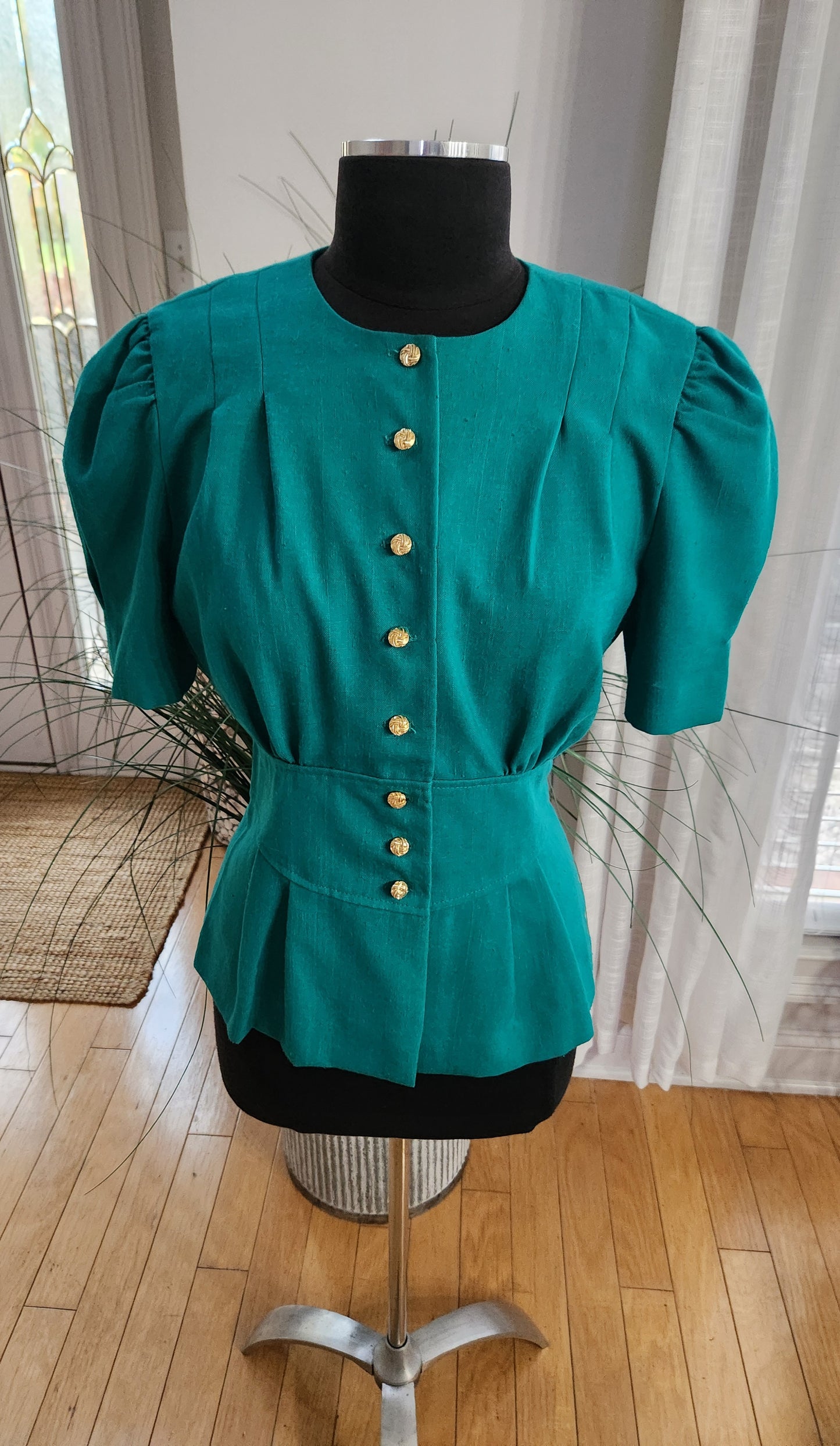 Vintage Leslie Fay Peplum Top Sz M