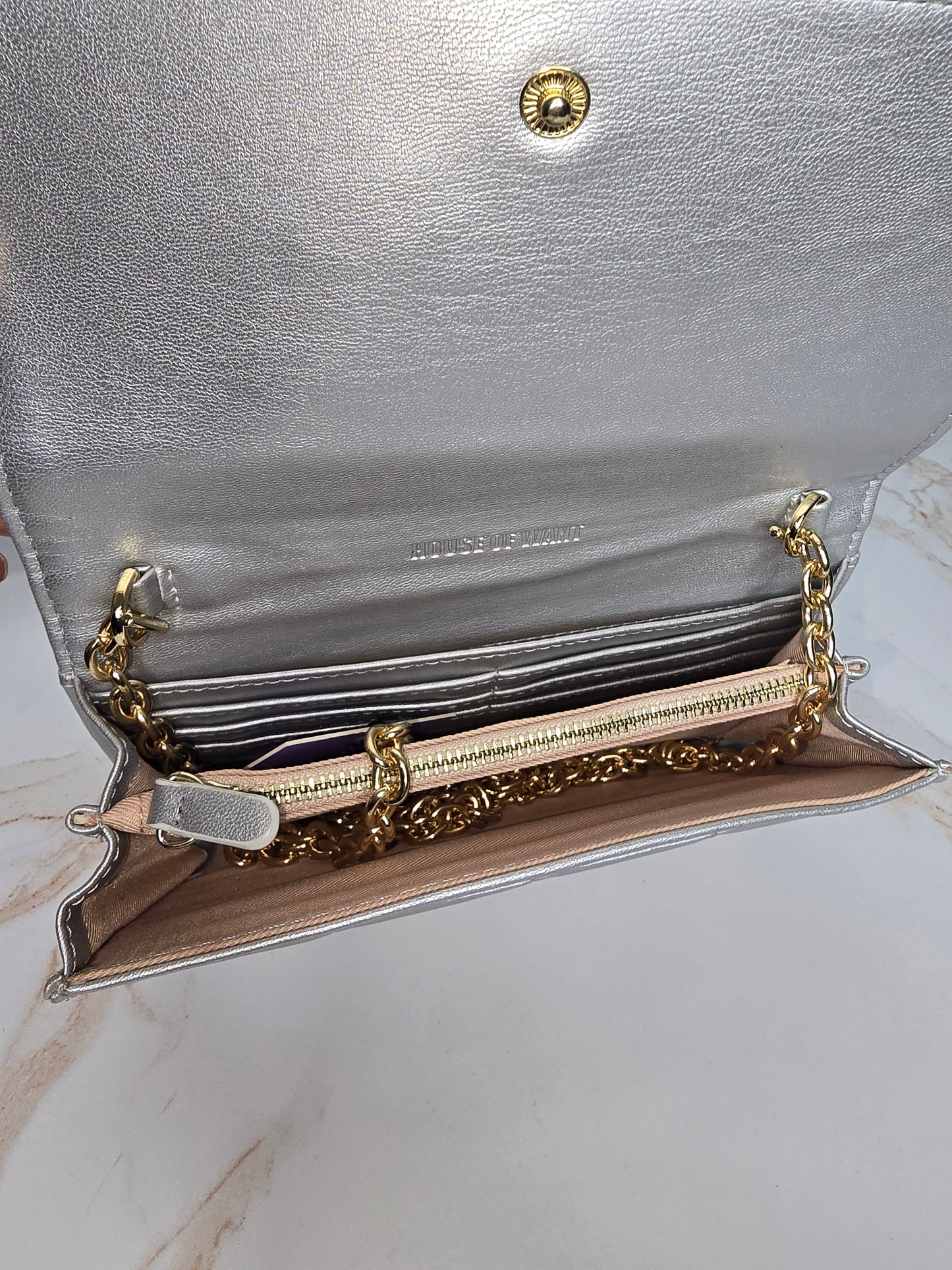House of Want Silver Vegan Chain Crossbody