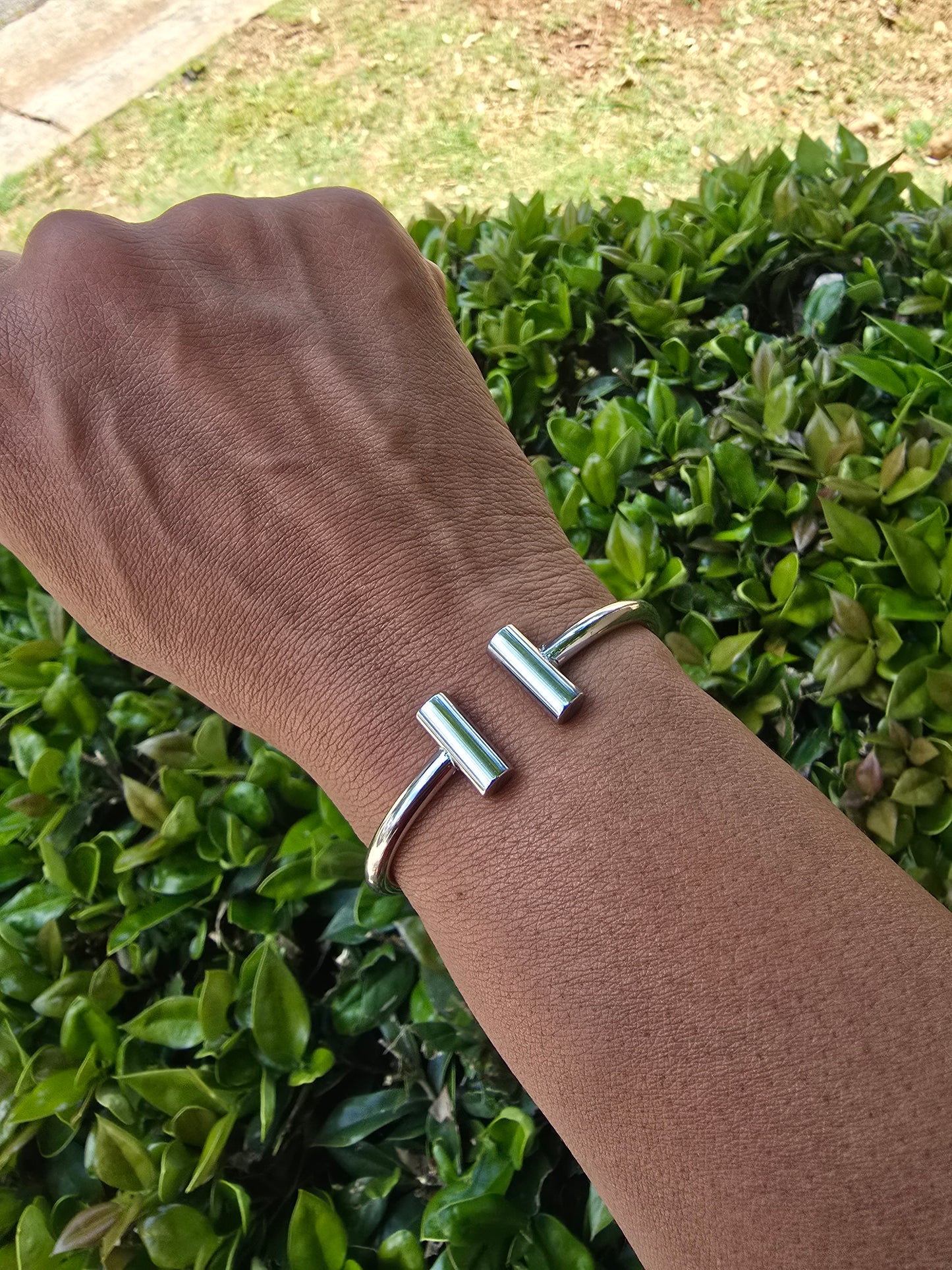 Stainless Steel Silver Hinge Cuff Bracelet