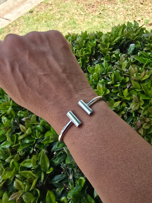 Stainless Steel Silver Hinge Cuff Bracelet