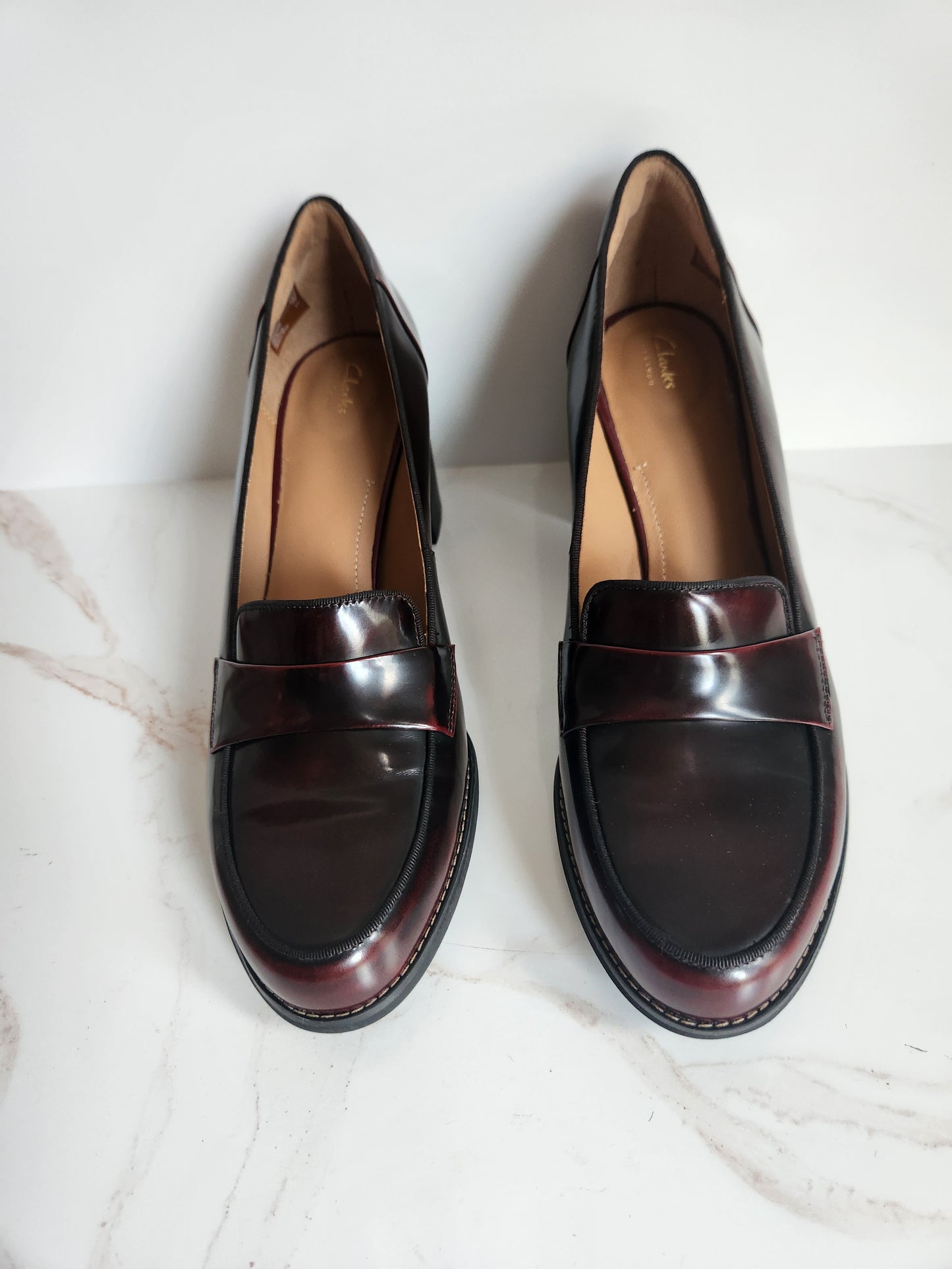 Clarks Tarah Grace Burgundy Leather Pump Sz 11 M