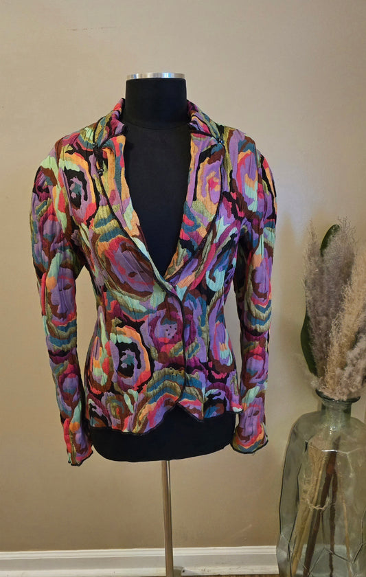 Vintage Carol Peretz Crinkle Festival Blazer Sz L