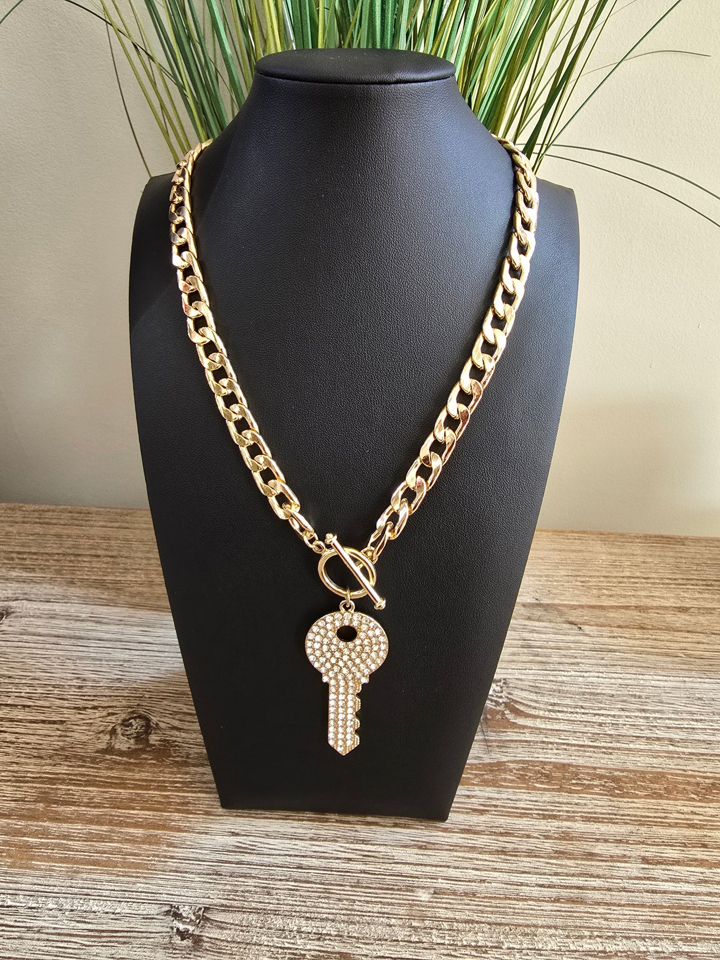 Gold Key Bling Necklace