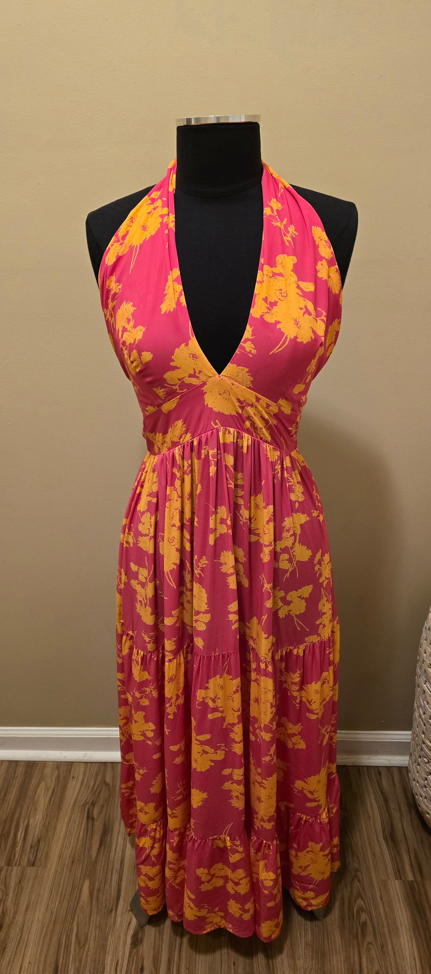 Fuchsia & Orange Halter Dress Sz 8