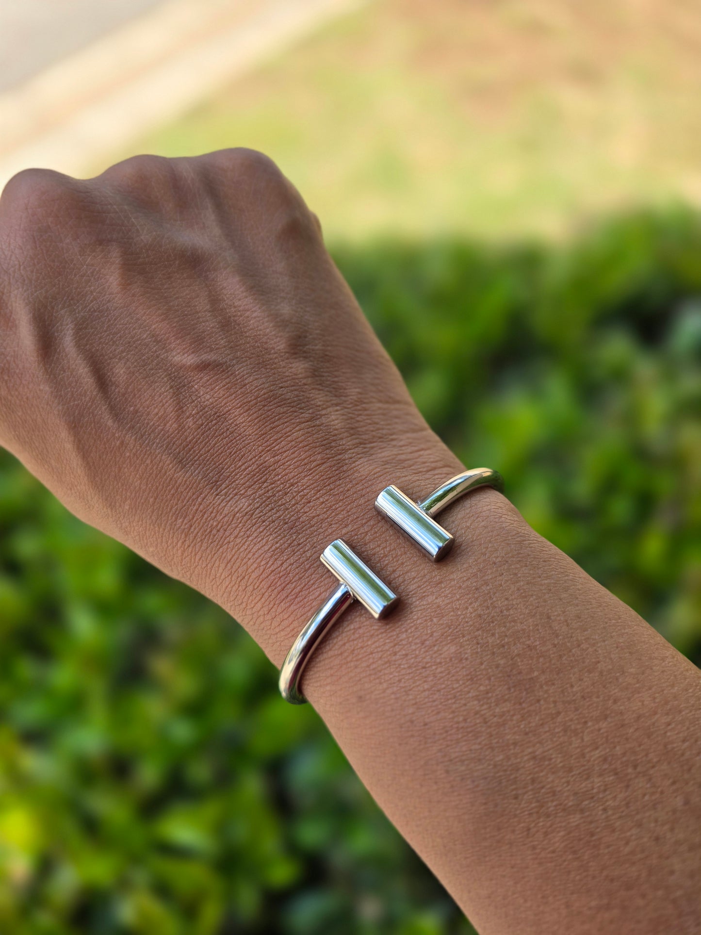 Stainless Steel Silver Hinge Cuff Bracelet