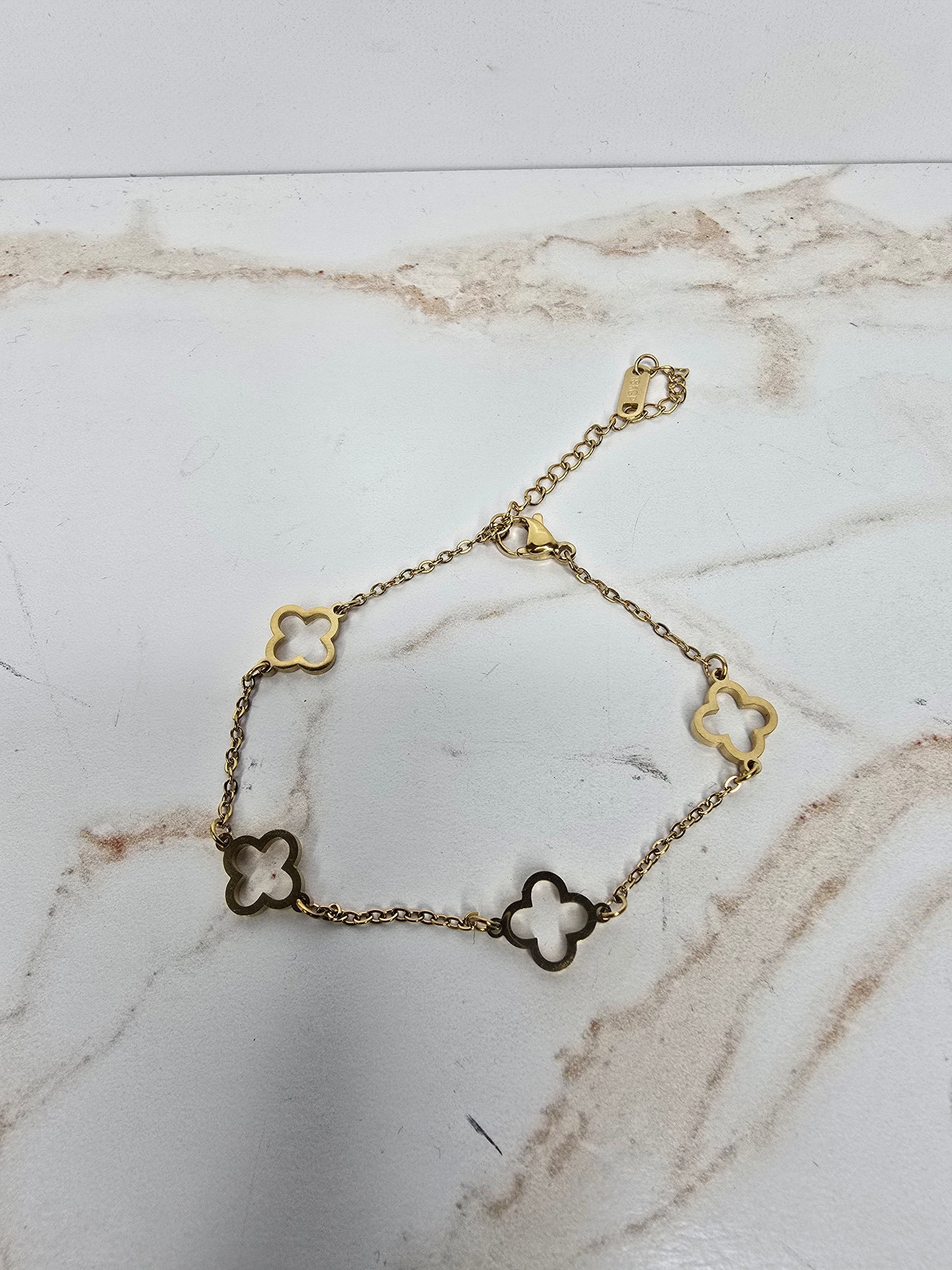 Stainless Steele Gold Flower Bracelet