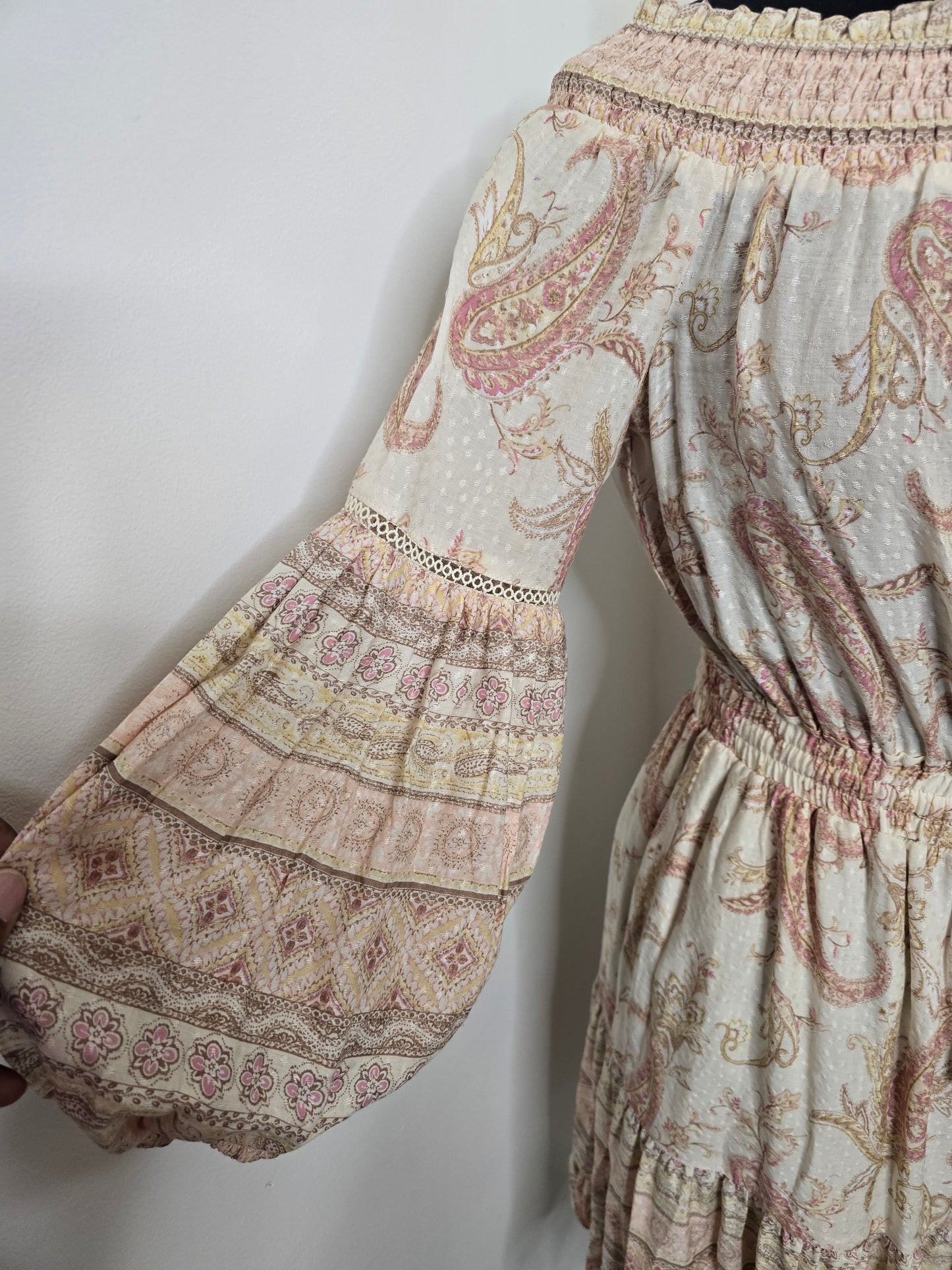Versona Paisely Peasant Dress Sz S