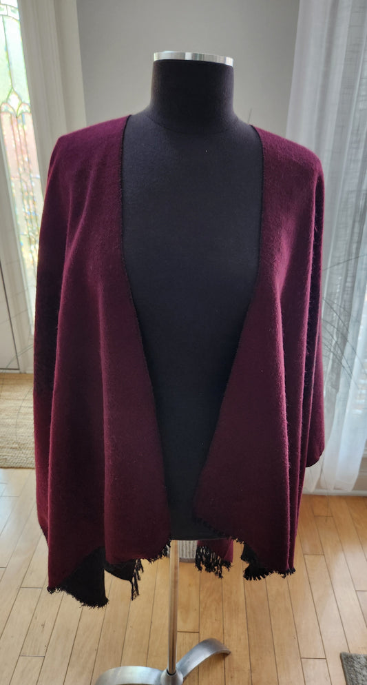 Reversible Black & Wine Shawl One Size