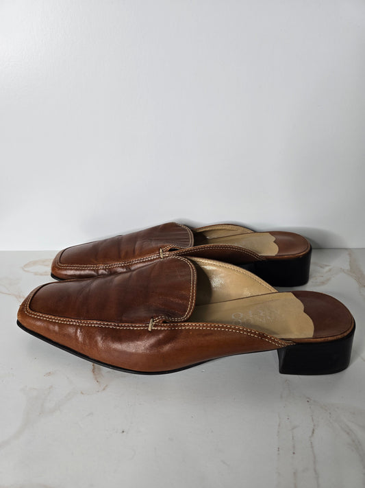 Franco Sarto Brown Leather Mule Sz 9