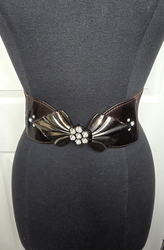 Brown Bow Stretch Belt Fits Up To 1X
