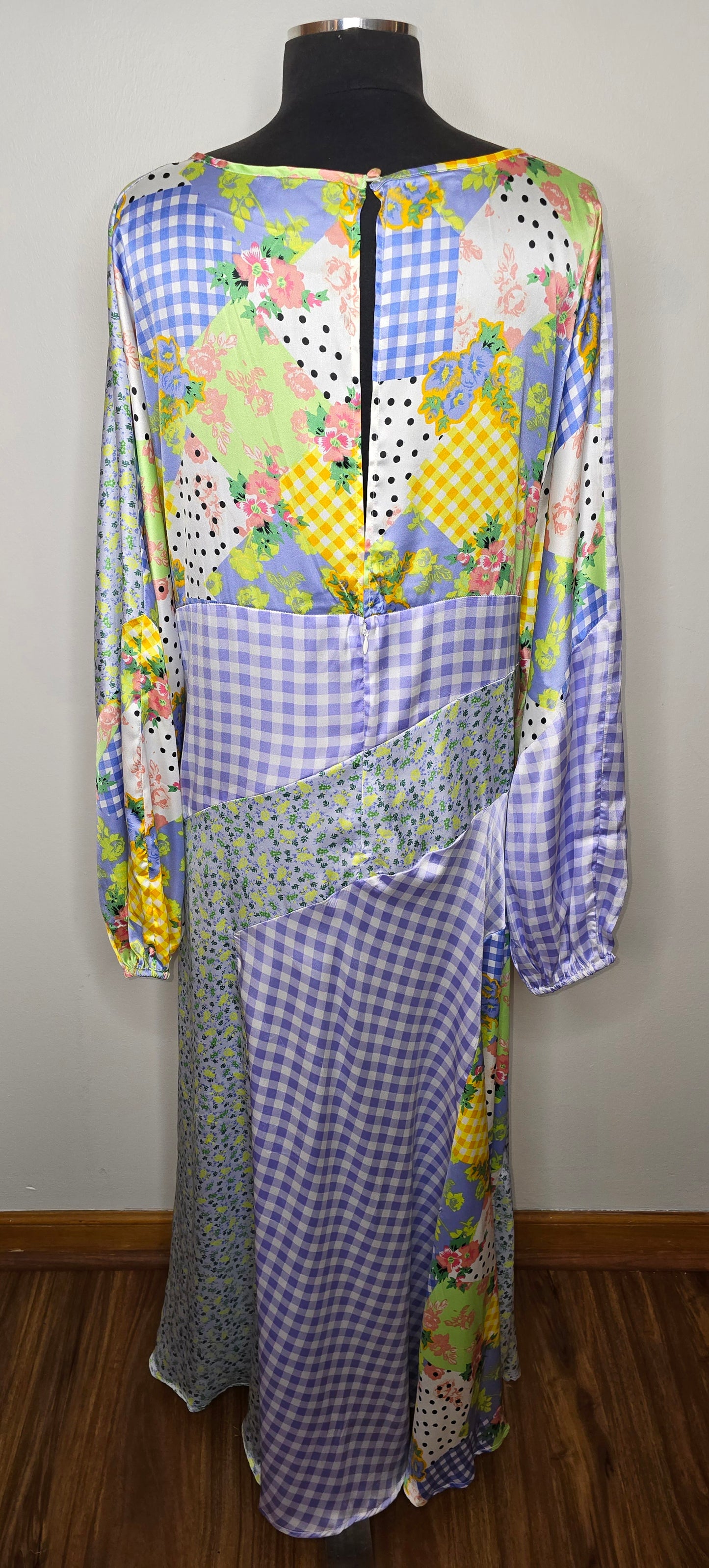 Asos Design Multi Print Dress With Split Sz 14