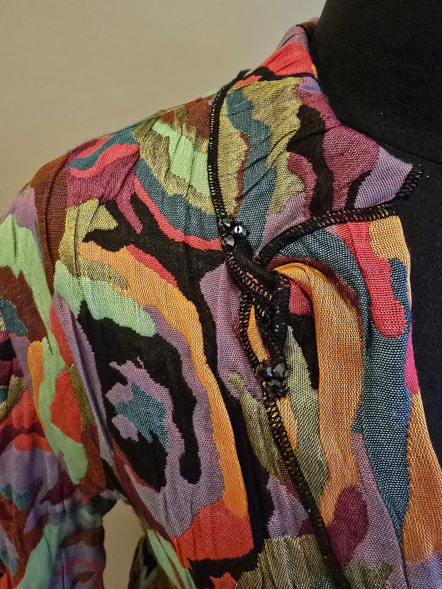 Vintage Carol Peretz Crinkle Festival Blazer Sz L