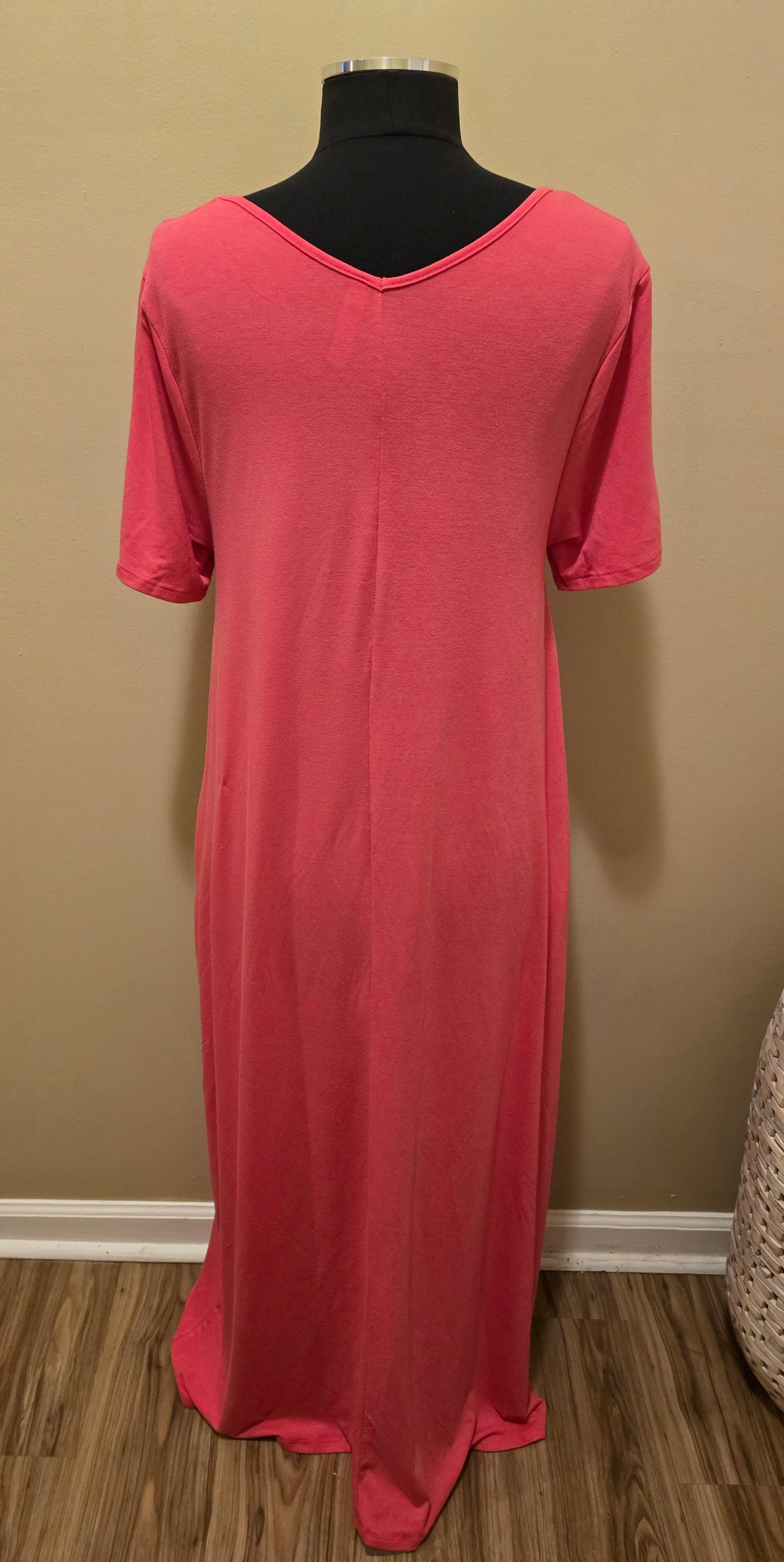 V-Neck Fuschia Maxi Dress