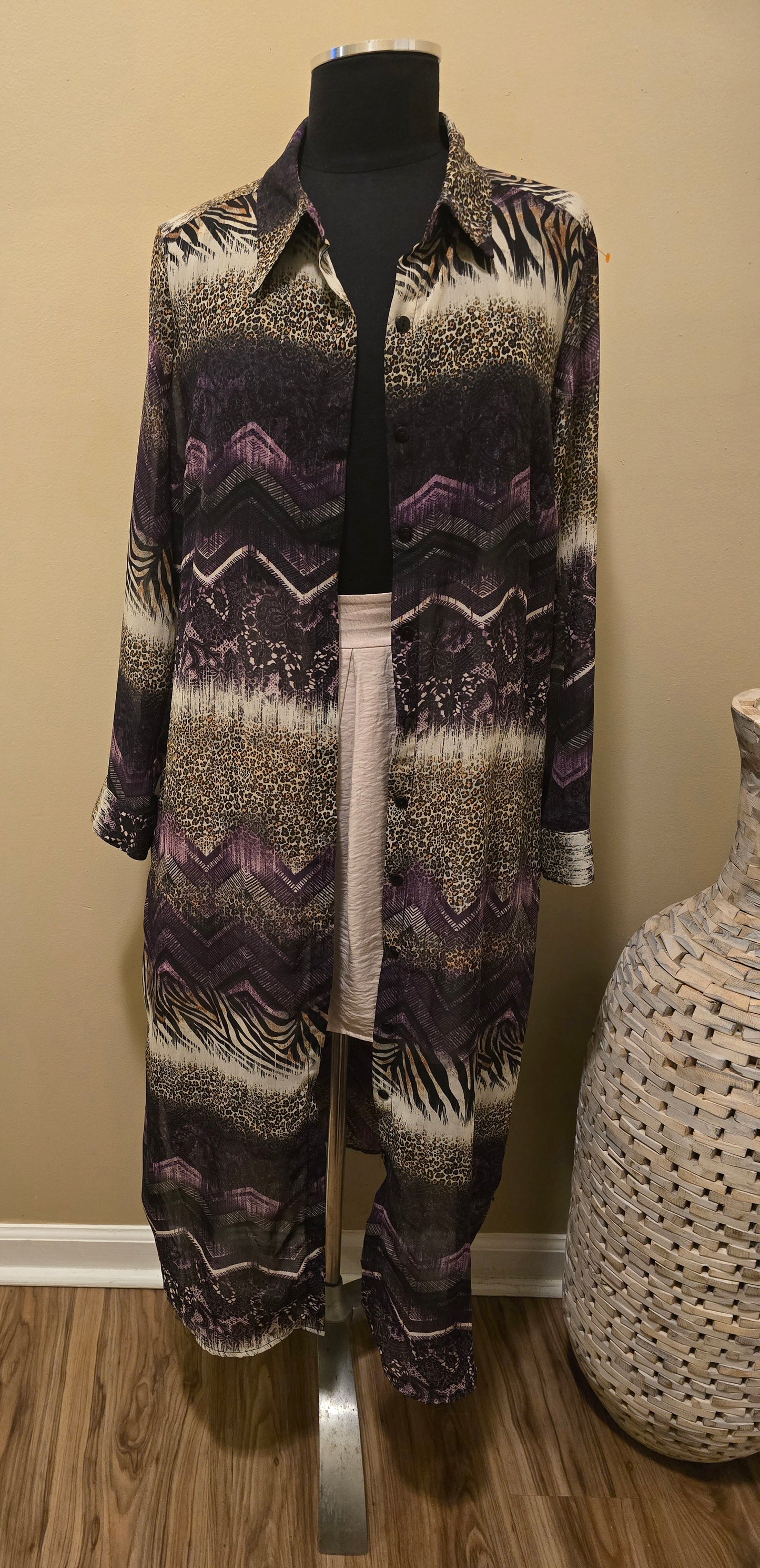 Purple Animal Print Duster Sz M