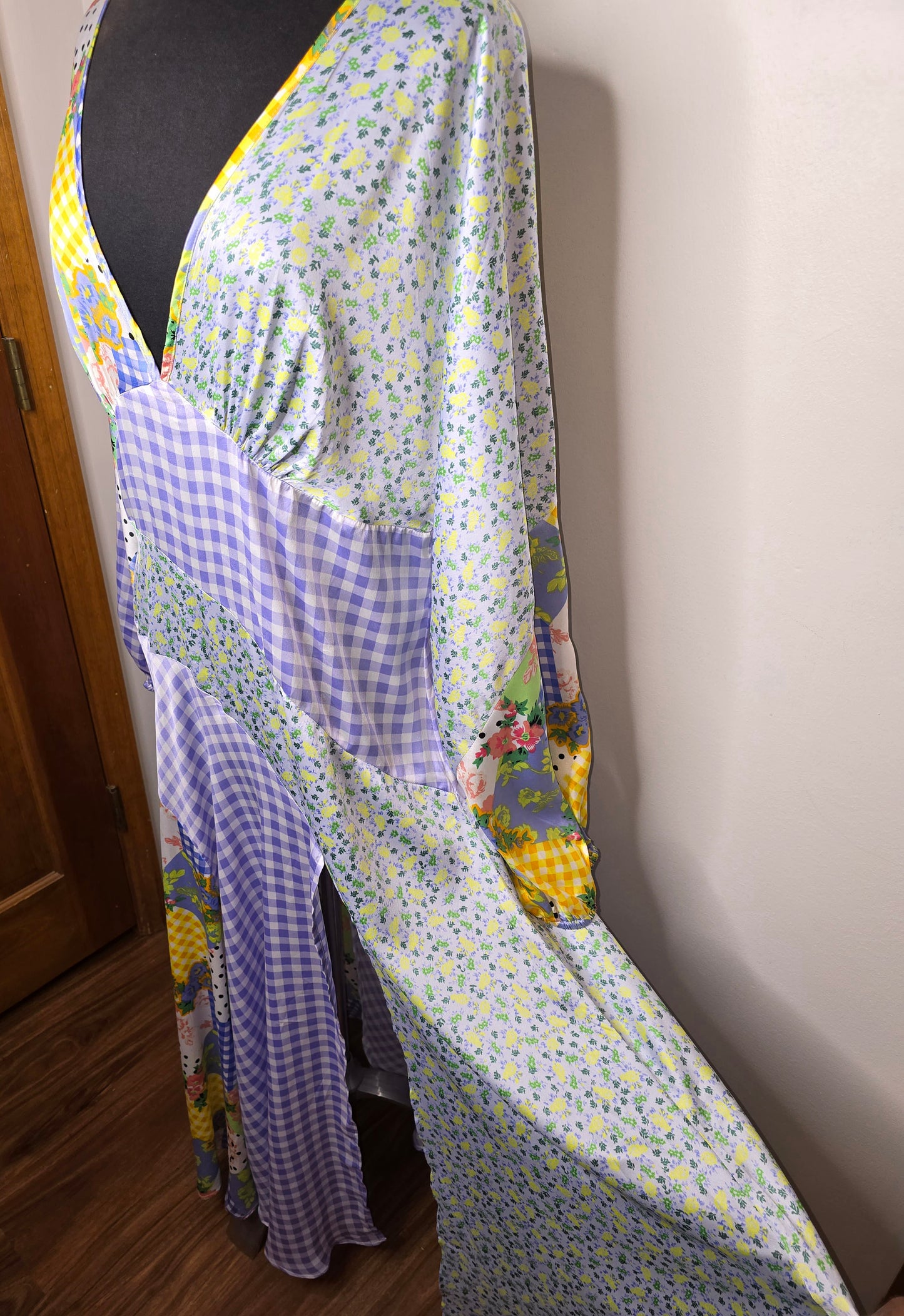 Asos Design Multi Print Dress With Split Sz 14