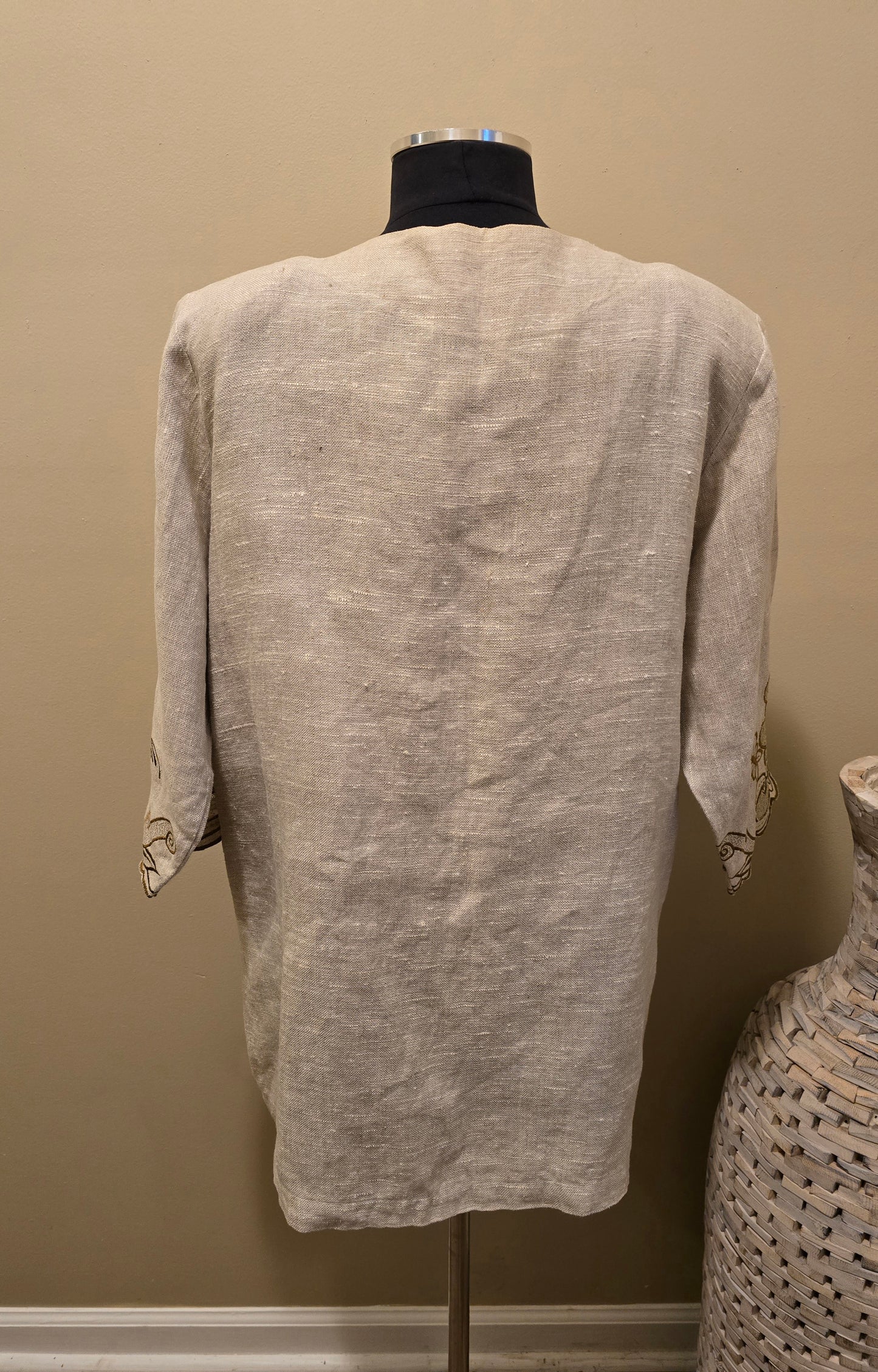 Linen Embroidered Blazer Sz 1XL