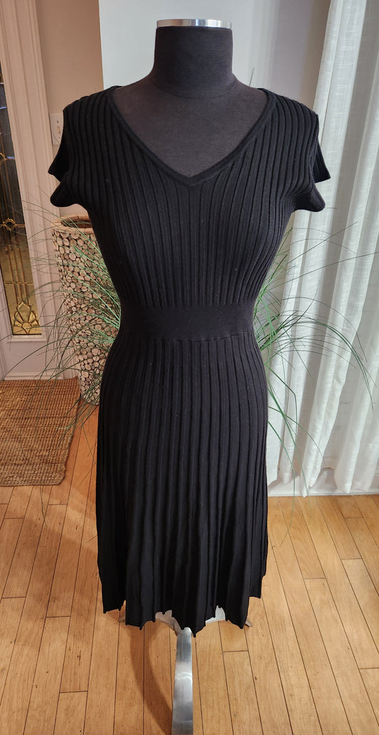 Ribbed Black Sweater Dress Sz L