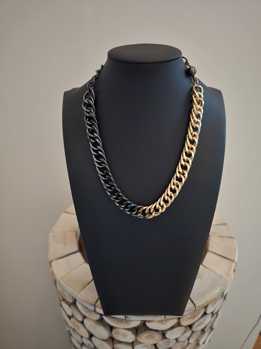 Gunmetal & Gold Two-Tone Necklace