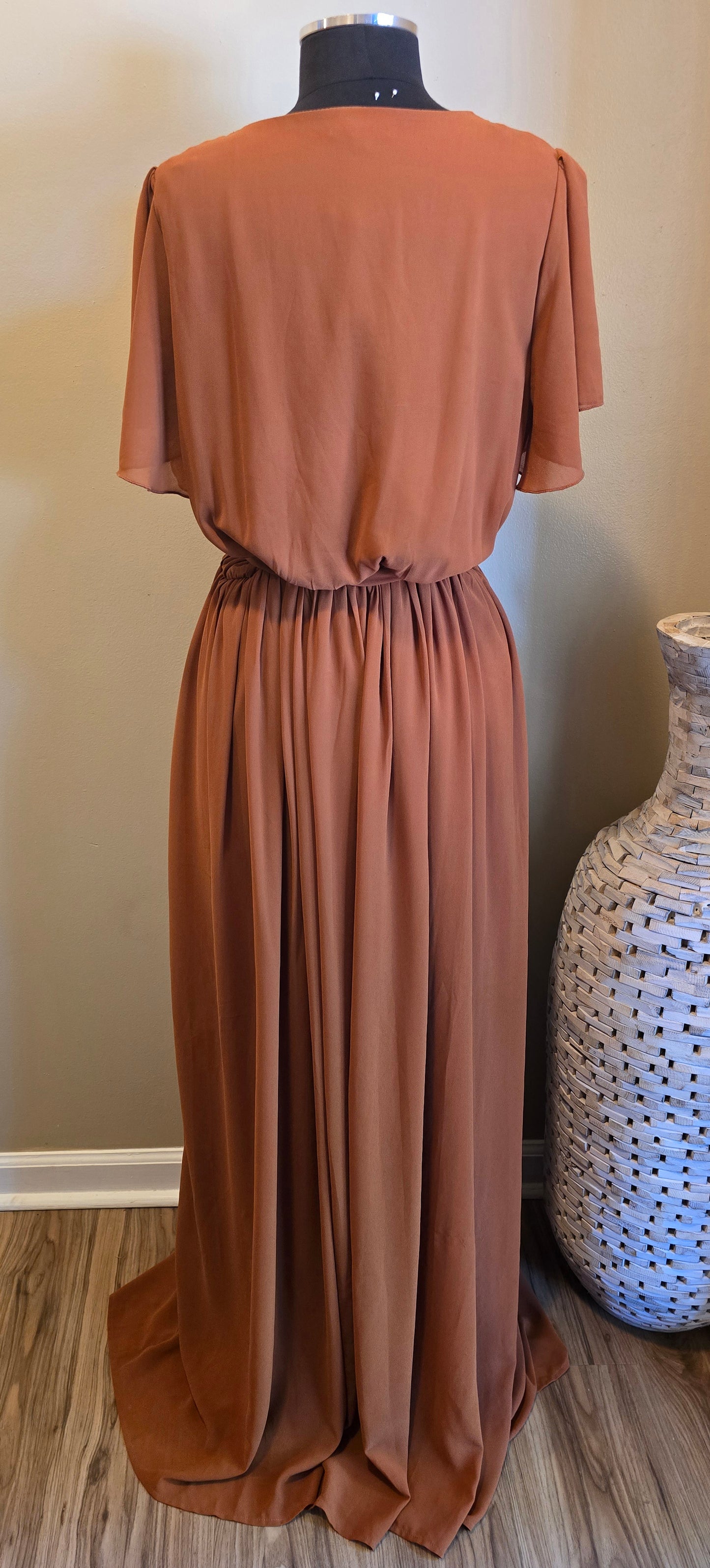 Rust Maxi Dress With Split Sz 1XL