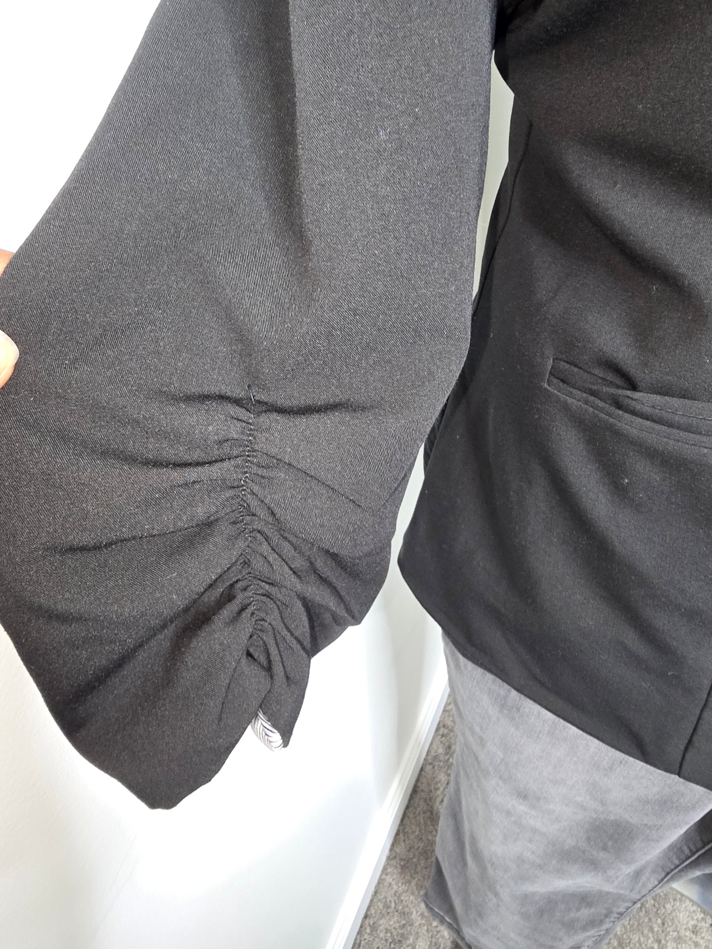 Torrid Black Ruched Blazer 3/4 Sleeve Sz 2X