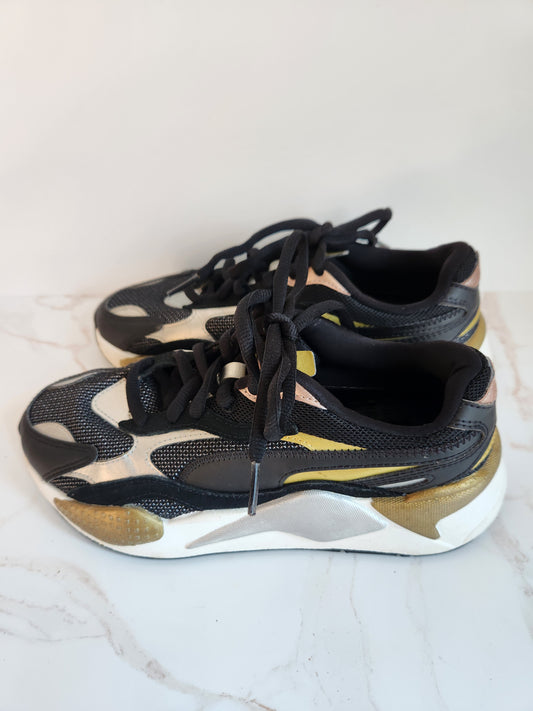 Puma RS-X3 Metallic Rose-Gold-Silver-Black Casual Running Shoes Women’s Size 7.5