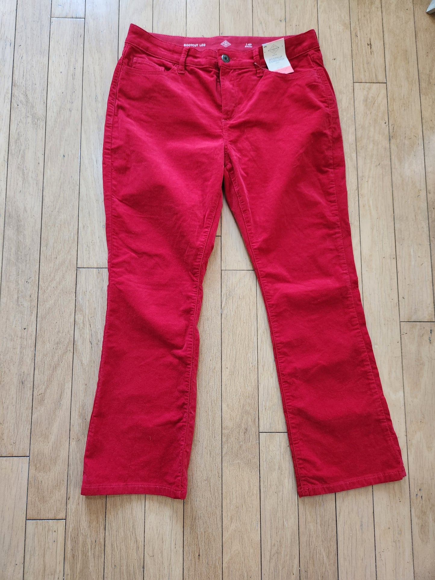 St. John's Bay Red Corduroy Bootcut Pants Sz 14 Petite