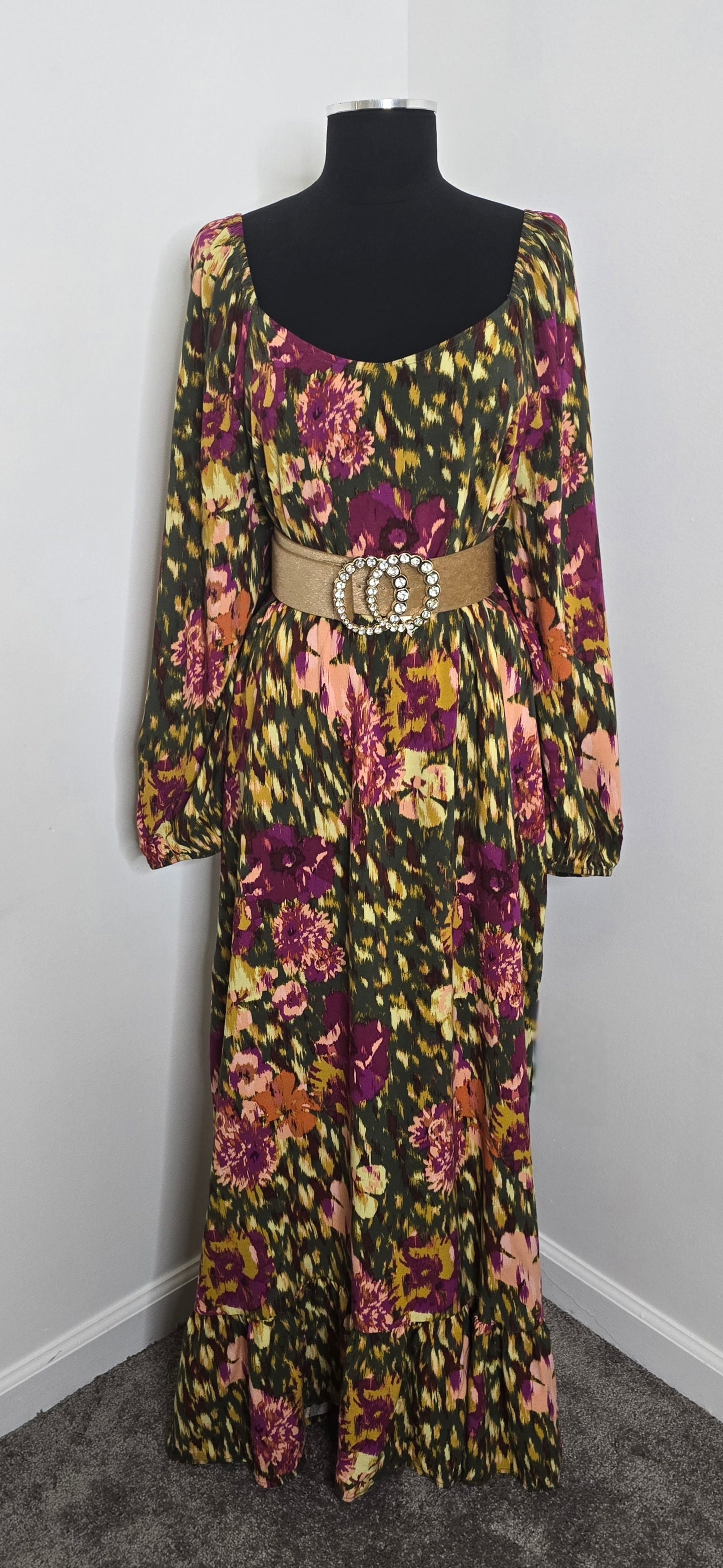 Terra & Sky Floral Peasant Maxi Dress Sx 2X