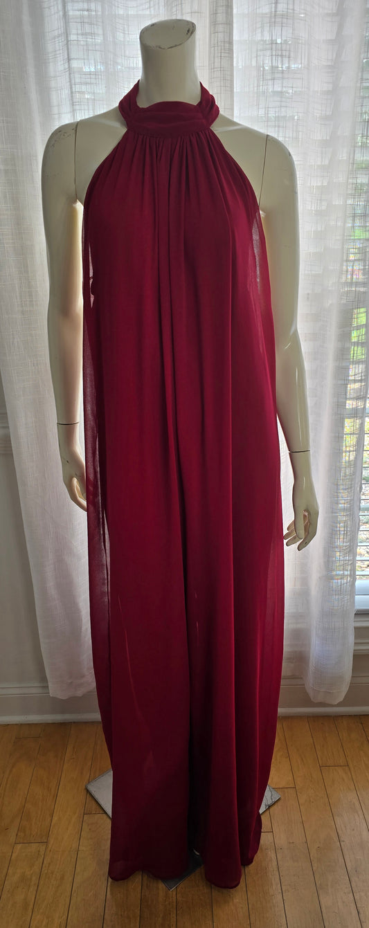 Chiffon Wide Leg Cranberry Jumpsuit - Best Fit XL