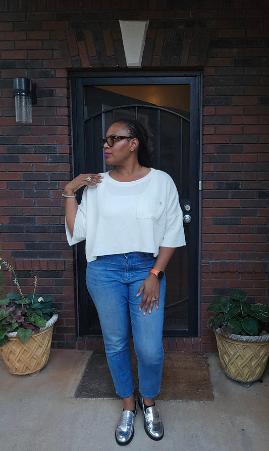 Simply Southern Ribbed Hi-Lo Top Cream