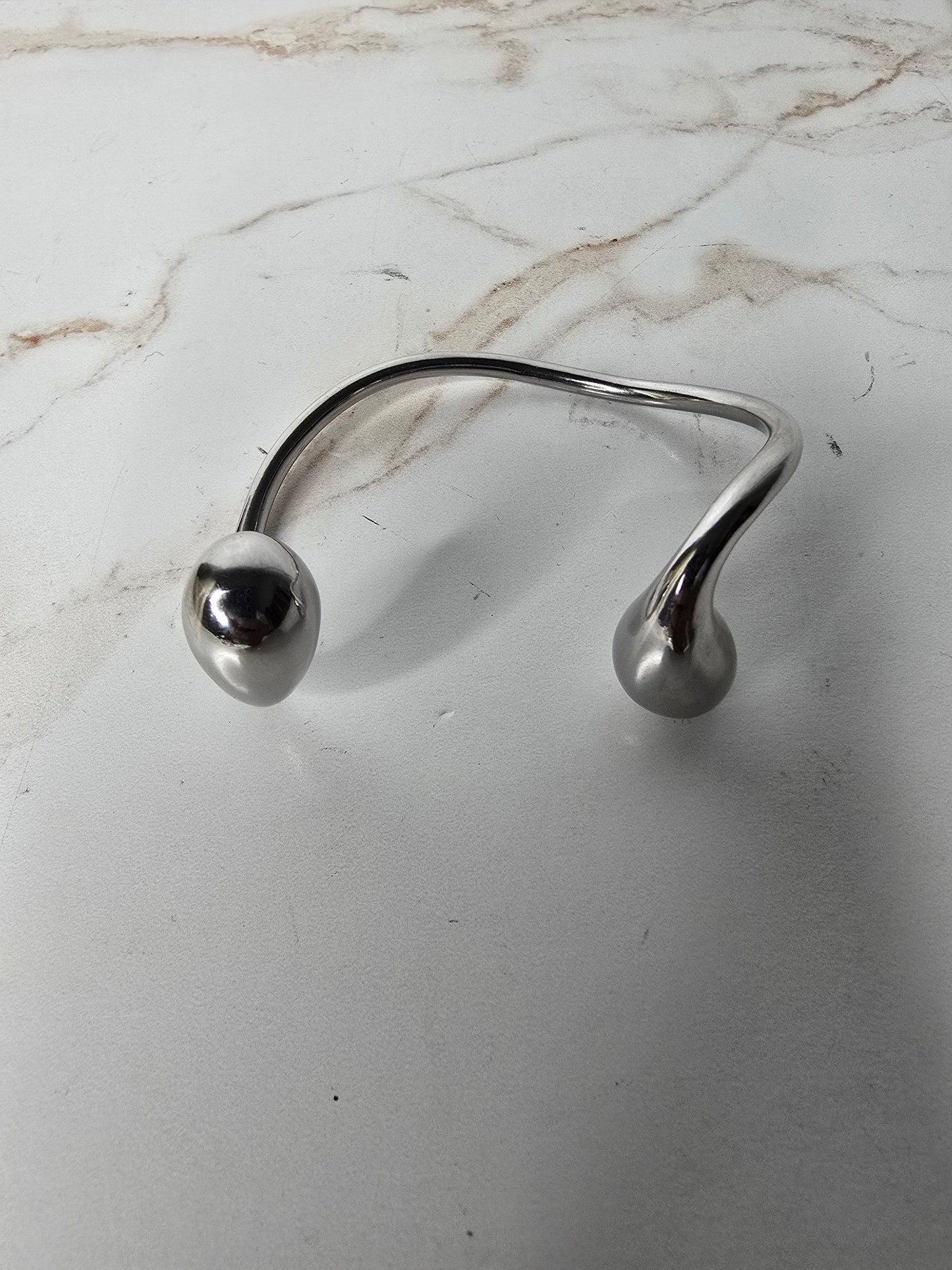 Stainless Steel Silver Tear Drop Cuff Bracelet