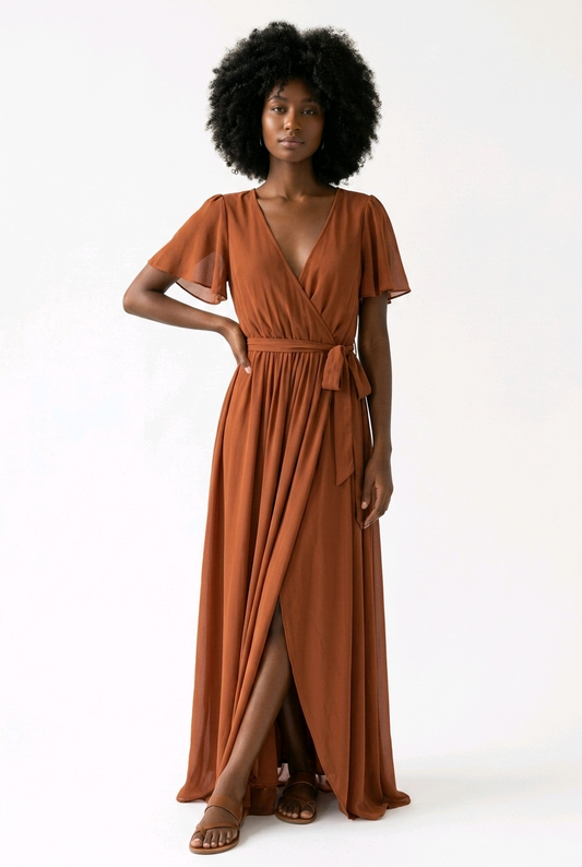 Rust Maxi Dress With Split Sz 1XL