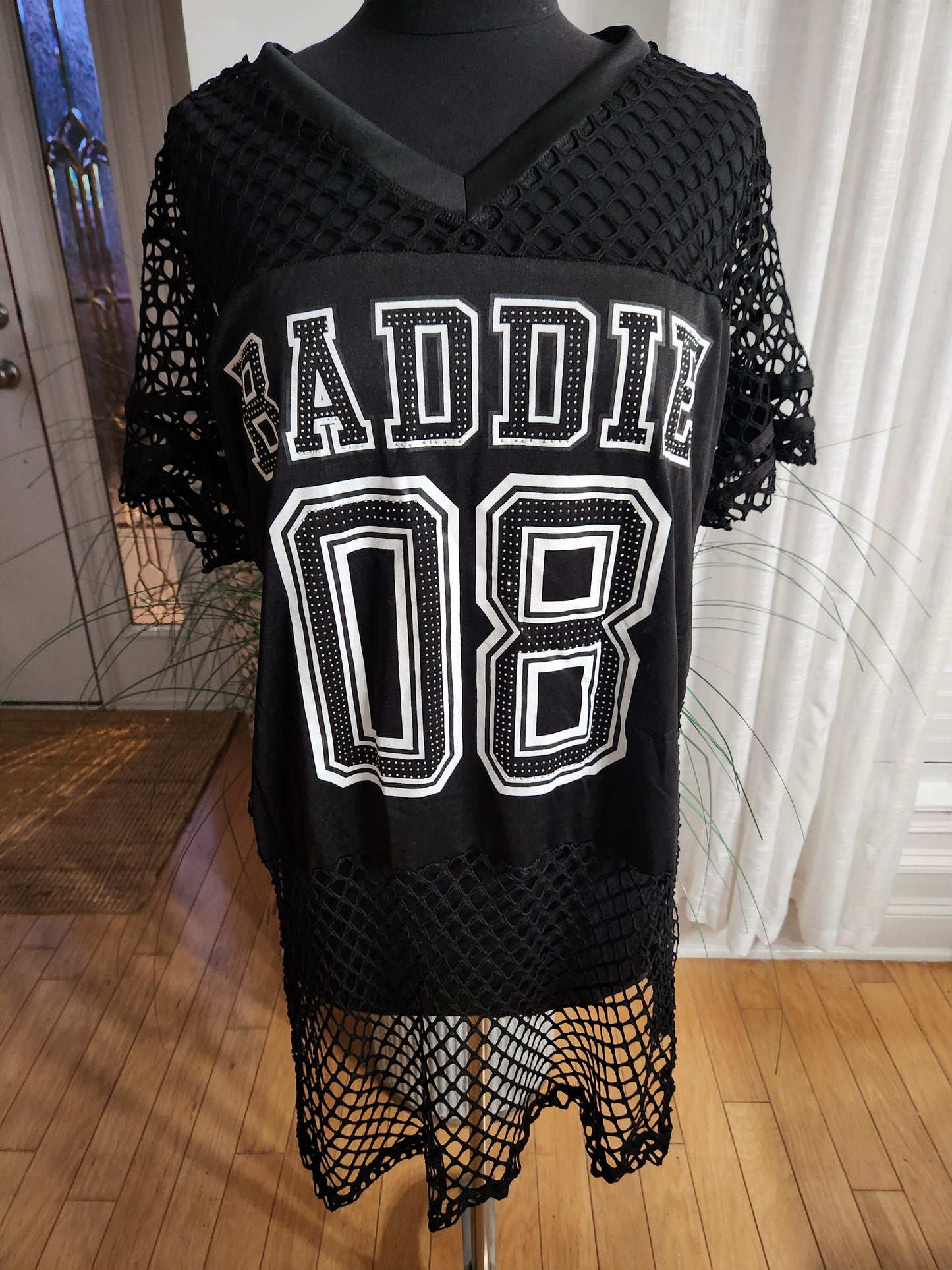 Baddie Mesh Top Black Sz 1X