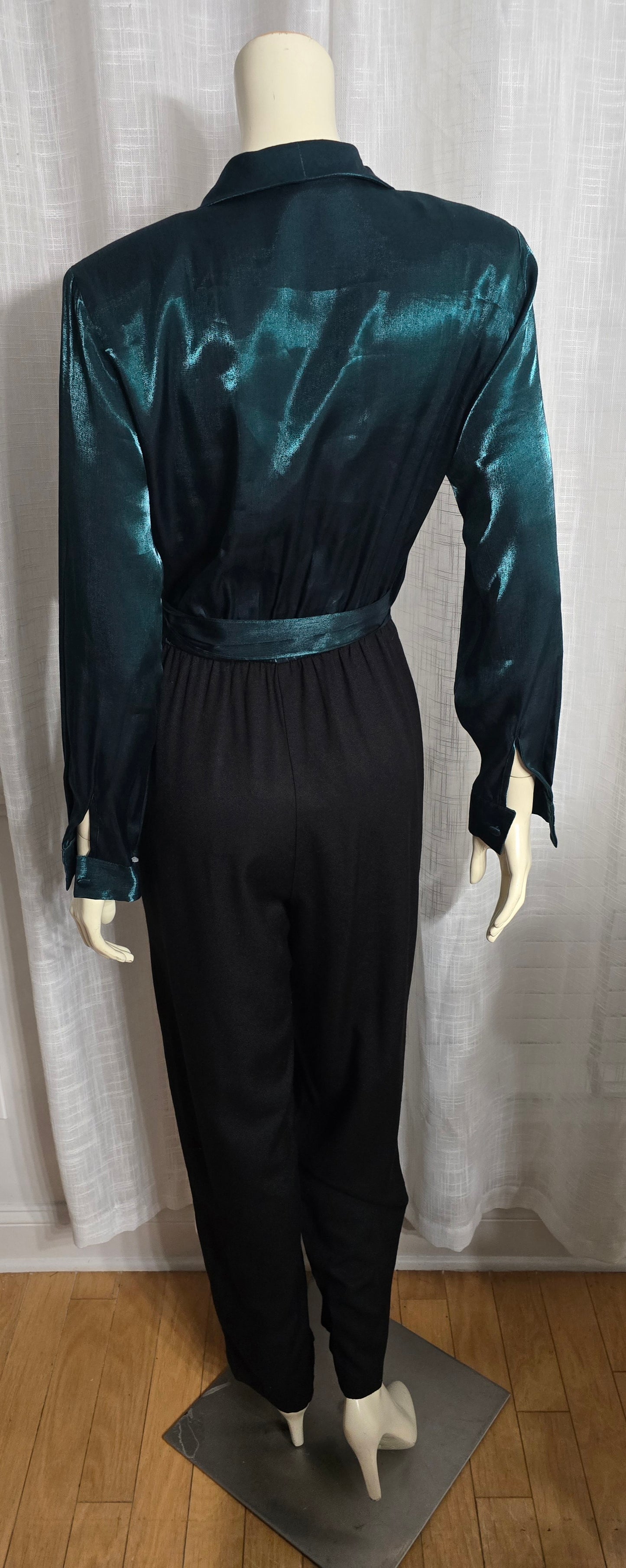 Green & Black Wrap Dressy Jumpsuit Sz M