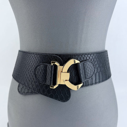 Black Faux Skin Belt Fits Sz L/XL