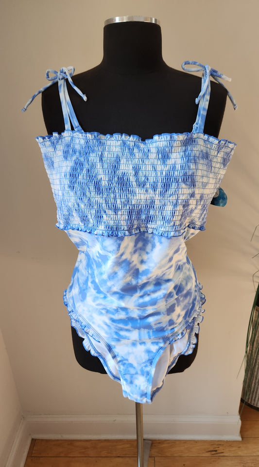 Decree Blue & White Swimsuit Sz  1X