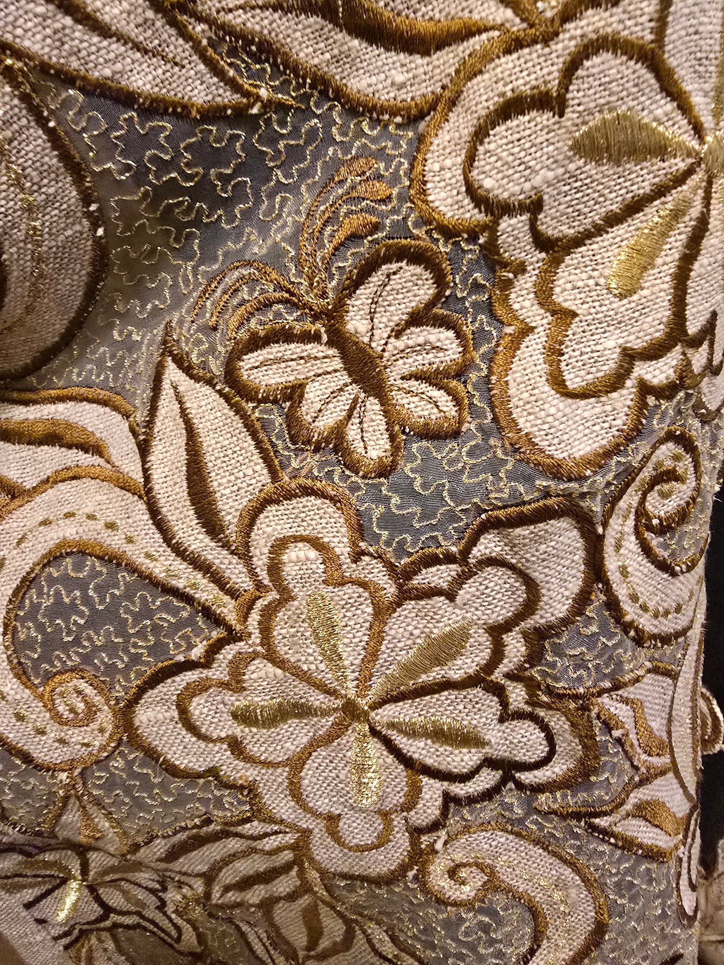 Linen Embroidered Blazer Sz 1XL