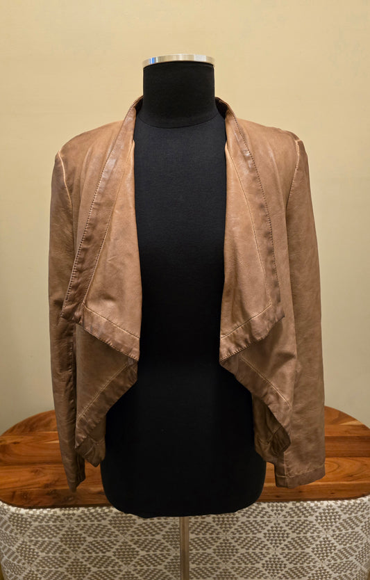 Blu Pepper Brown Vegan Leather Moto Jacket Sz S