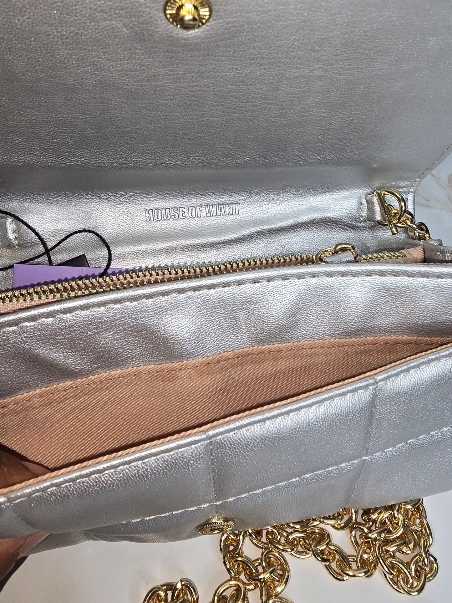 House of Want Silver Vegan Chain Crossbody