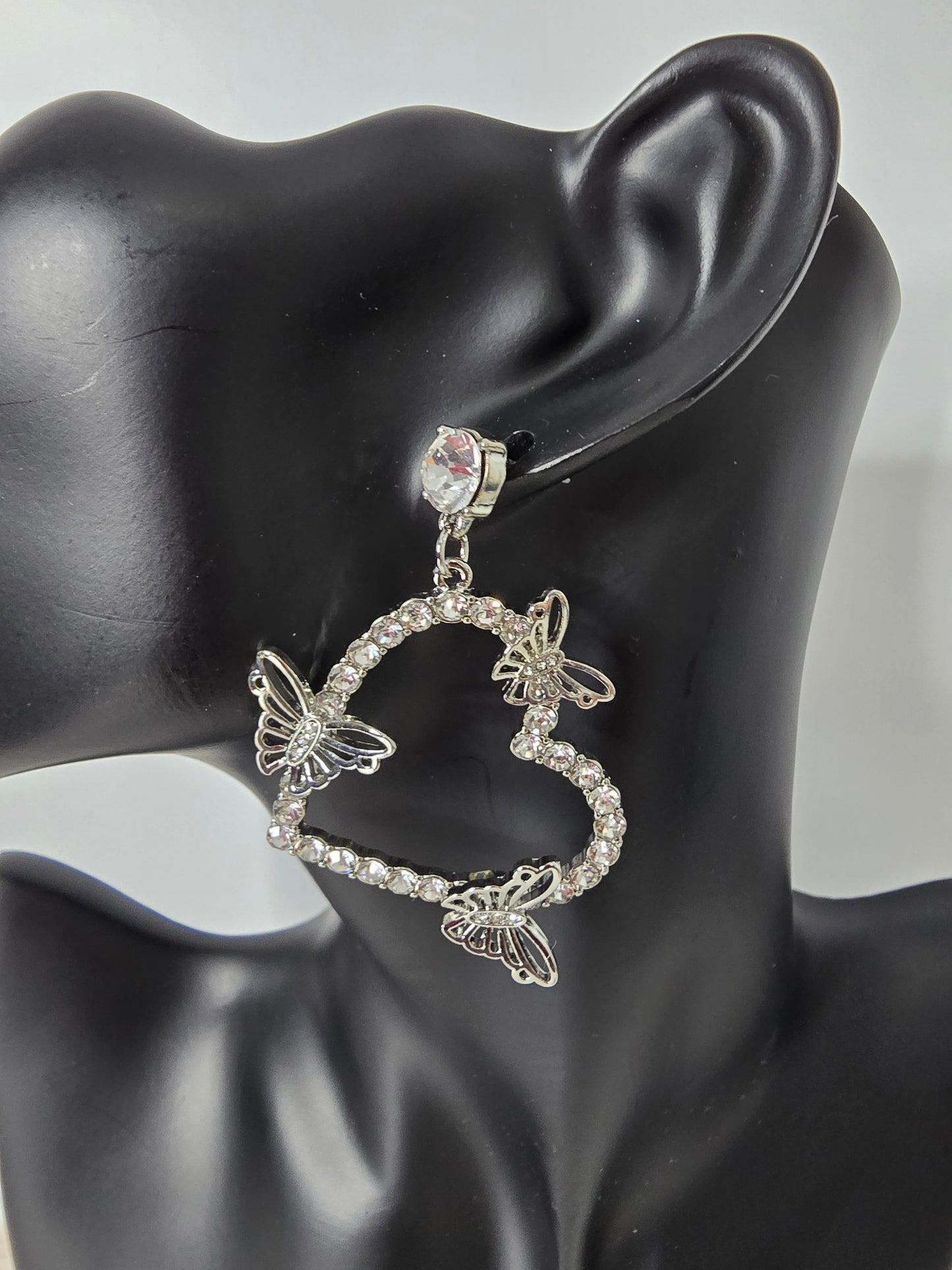 Butterfly Heart Earring Silver
