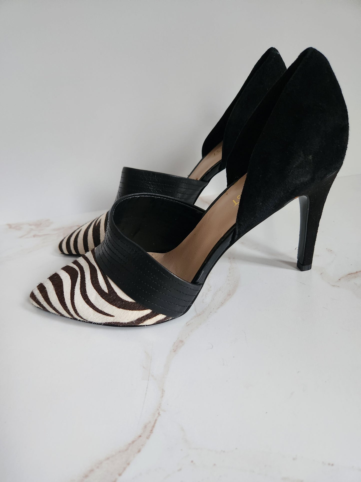 Nine West Zebra Print Leather Heels Sz 8