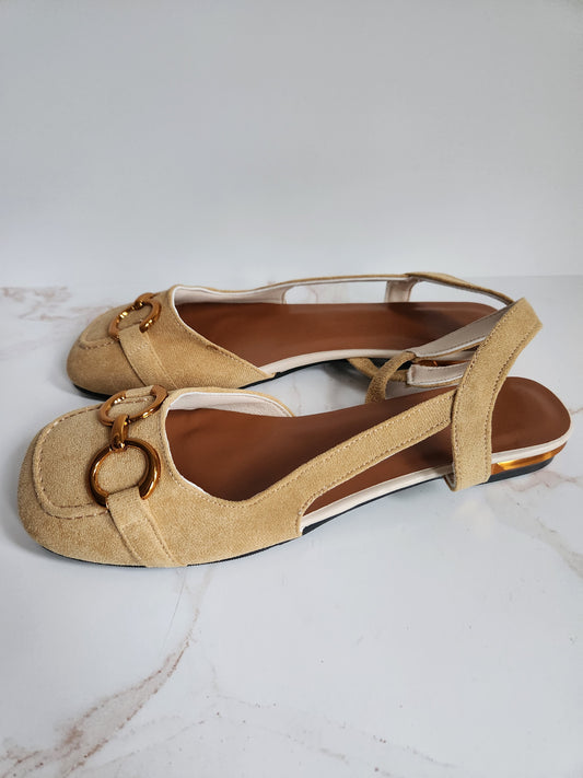 Faux Suede Flat Slingback Sz 10 (Will fit 10.5)