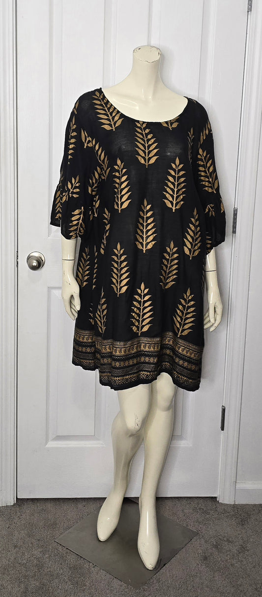 Black & Gold Tunic/Dress Fits Up to Sz XL