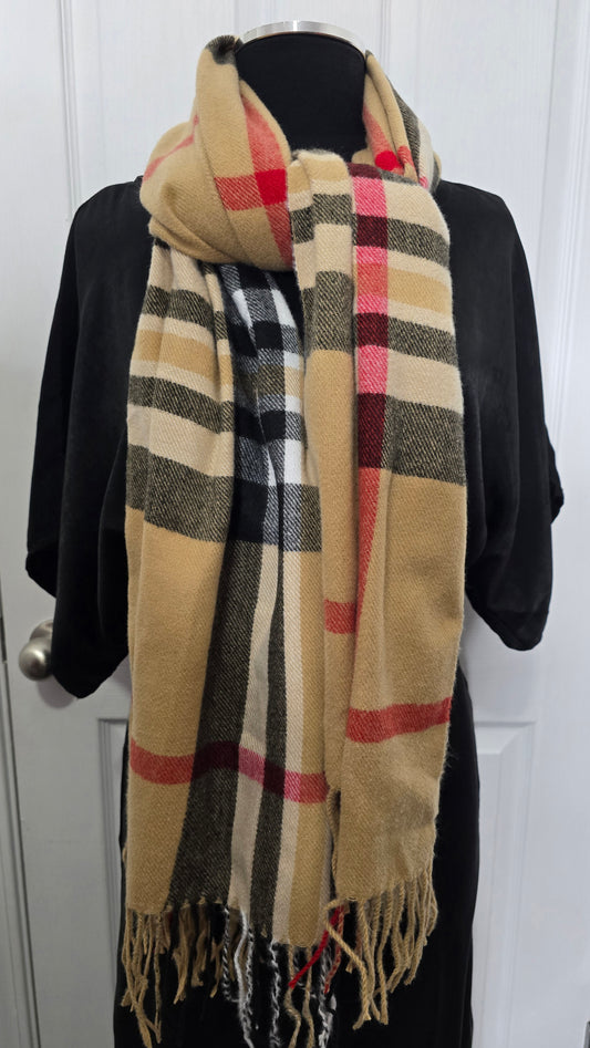 Plaid Camel Scarf