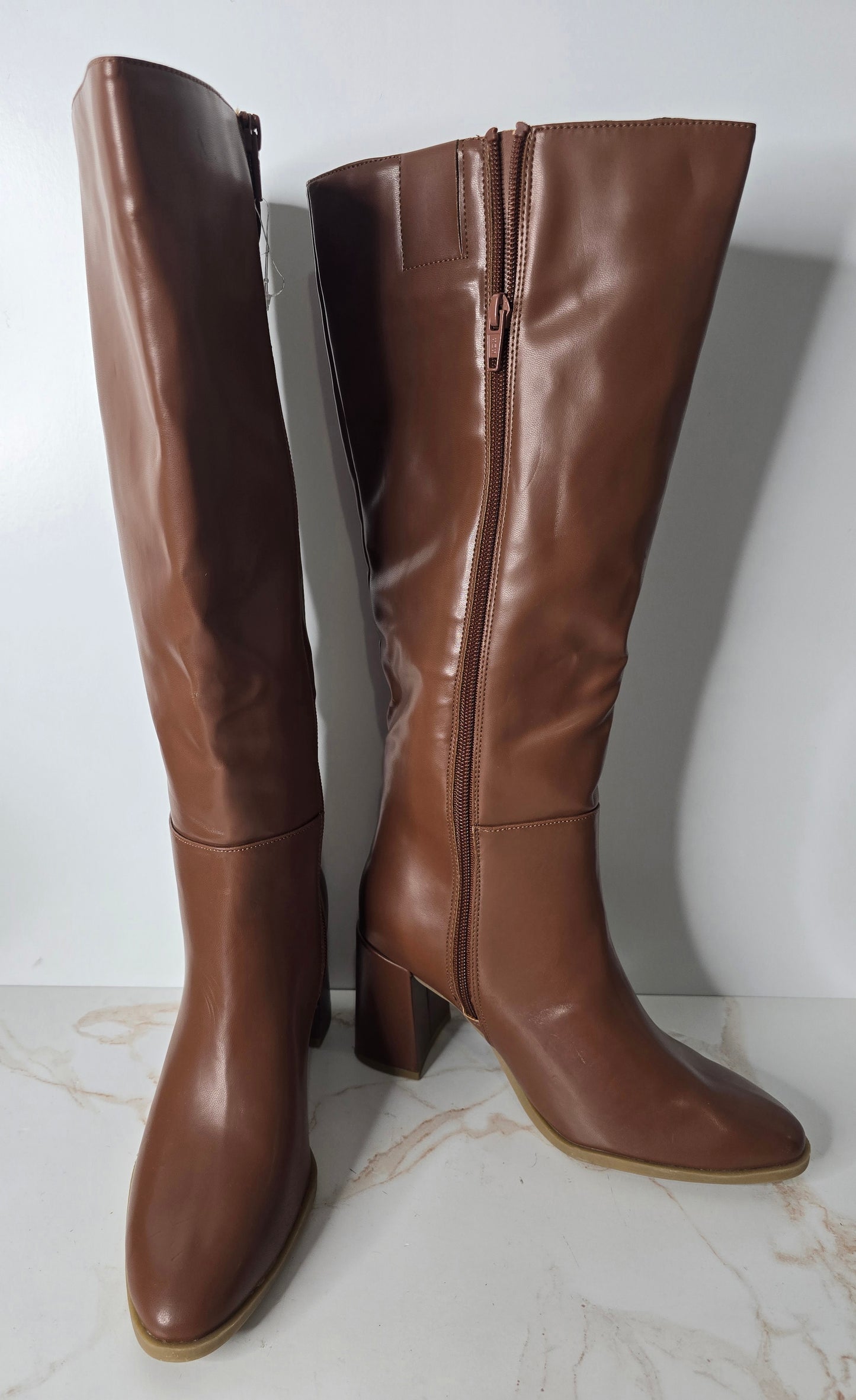 A New Day Brown Block Heel Boots Sz 6.5
